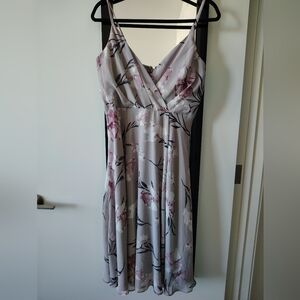 Light Gray Floral Wrap Maxi Dress in Dusty Rose